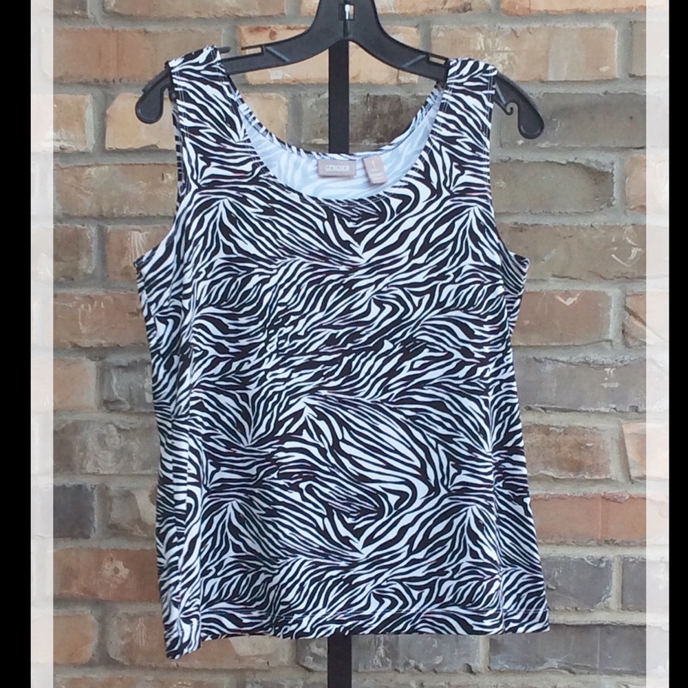 Chico's Tank Camisole Zebra Black White Sz 8